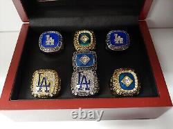 Los Angeles Dodgers World Series 7 Ring Set With Wooden Display Box