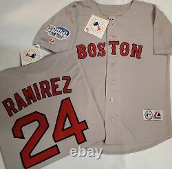 Majestic Boston Red Sox MANNY RAMIREZ 2004 World Series Baseball JERSEY GRAY