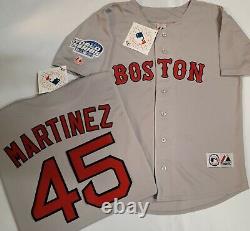 Majestic Boston Red Sox PEDRO MARTINEZ 2004 World Series Baseball JERSEY GRAY