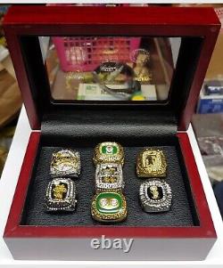 Miami/Florida 7 Ring Set. Heat, Marlins, Dolphins. With Wooden Display Box