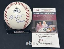 Michael Young Signed 2023 World Series Baseball Rangers Autographed Auto JSA COA