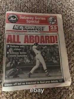 NEW YORK YANKEES Subway Vs METS World Series Baseball Champions 2000 Newspaper