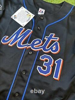 New York Mats Mike Piazza Vintage 2000 World Series MLB Baseball Jersey Black XL