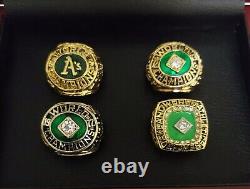 Oakland Athletics World Series 4 Ring Set With Wooden Display Box