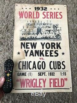 Original Genuine 1932 MLB World Series Yankees Cubs Baseball Poster Very Rare