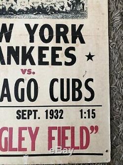 Original Genuine 1932 MLB World Series Yankees Cubs Baseball Poster Very Rare