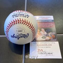 Ozzie Albies Signed 2021 World Series Baseball Autographed Auto JSA COA