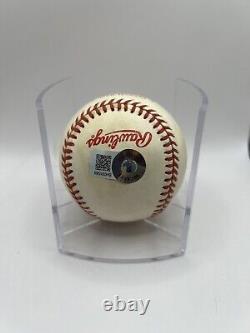 Pat Borders Signed 1992 World Series Baseball WithCube Beckett COA