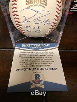 Pedro Strop Signed 2016 World Series Baseball Cubs Beckett COA With Inscription