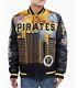 Pro Standard Mlb Pittsburgh Pirates Black/yellow Men's Remix Varsity Jacket-nwt