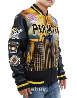 Pro Standard MLB Pittsburgh Pirates Black/Yellow Men's Remix Varsity Jacket-NWT