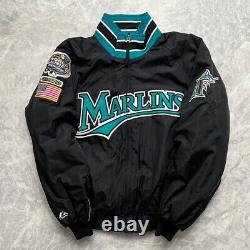 RARE 00s MLB FLORIDA MARLINS MAJESTIC JACKET WORLD SERIES 2003 CHAMPIONS Sz M