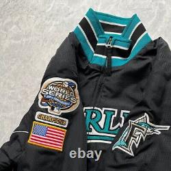 RARE 00s MLB FLORIDA MARLINS MAJESTIC JACKET WORLD SERIES 2003 CHAMPIONS Sz M