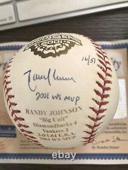 Randy Johnson Autograph Baseball 2001 World Series MVP Steiner COA