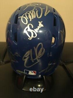 Rare 2016 Chicago Cubs Team Signed World Series Baseball Mini Helmet Bryant Auto