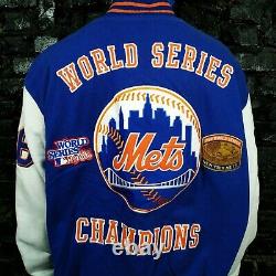 Rare Vintage New York Mets Baseball 1986 World Series Jacket Mens Size 2XL