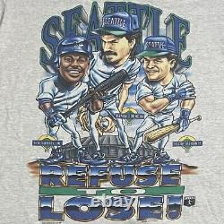 Rare Vintage Seattle Mariners Caricature 90's T-Shirt MLB Baseball Single Stitch