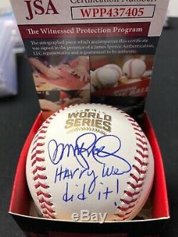 Ryne Sandberg Signed 2016 World Series Baseball Inscribed Harry We Did It! JSA