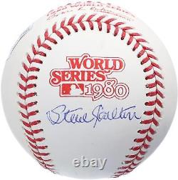 Steve Carlton Philadelphia Phillies Autographed 1980 World Series Logo Baseball