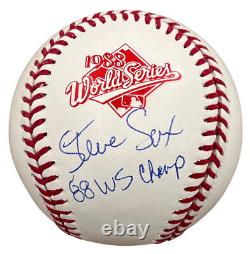 Steve Sax Signed 1988 World Series Baseball WSMLB with 88 WS Champs BAS