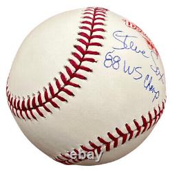 Steve Sax Signed 1988 World Series Baseball WSMLB with 88 WS Champs BAS