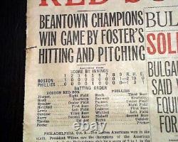 Terrific 1915 Boston Red Sox Wins World Series of Baseball in Game 3 Newspaper