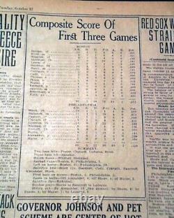 Terrific 1915 Boston Red Sox Wins World Series of Baseball in Game 4 Newspaper