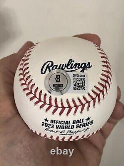 Texas Rangers Josh Jung Signed 2023 World Series Baseball WithInscription & BAS