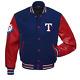 Texas Rangers Letterman Varsity Jacket Wool With Genuine Leather Sleeves