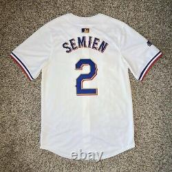 Texas Rangers Mens White 2023 World Series Gold Collection Marcus Semien #2 SM