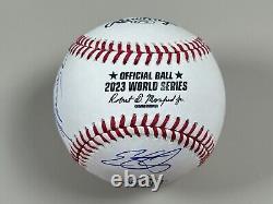 Texas Rangers Team Signed 2023 World Series Baseball COA 16 AUTOS Carter Eovaldi