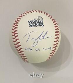 Tommy Edman Signed Auto 2024 World Series Baseball 24 WS Champ Insc Tri-star