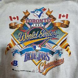 Toronto Blue Jays 1992 Stamp World Series Bomber Fleece Jacket Mens Large Worn