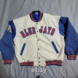 Toronto Blue Jays 1992 Stamp World Series Bomber Fleece Jacket Mens Large Worn