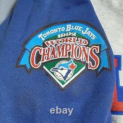 Toronto Blue Jays 1992 Stamp World Series Bomber Fleece Jacket Mens Large Worn