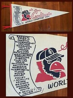 VINTAGE 1964 St Louis Cardinals Baseball WORLD SERIES Scroll Pennant! WOW