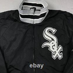 VINTAGE Chicago White Sox Jacket Mens Large Black Majestic Flag World Series