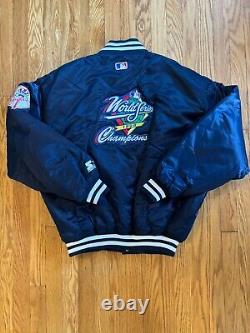 VTG New York Yankees Satin Starter Jacket 1998 World Series Patch (Men's Large)