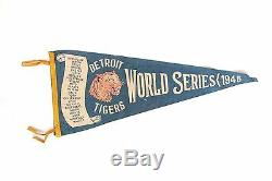 Vintage 1945 Detroit Tigers World Series Blue Baseball Pennant vs Chicago Cubs