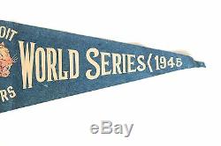 Vintage 1945 Detroit Tigers World Series Blue Baseball Pennant vs Chicago Cubs