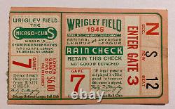 Vintage 1945 World Series Gm 7 Ticket Stub Detroit Tigers/Chicago Cubs