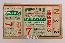 Vintage 1945 World Series Gm 7 Ticket Stub Detroit Tigers/Chicago Cubs