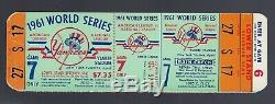 Vintage 1961 World Series Reds @ New York Yankees Full Baseball Ticket Game #7