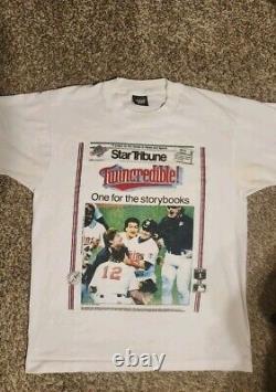 Vintage 1991 Minnesota Twins World Series Champions Newspaper Shirt Size Large