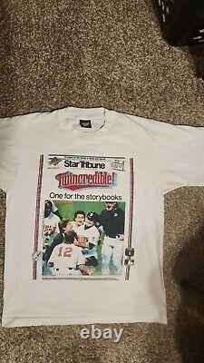 Vintage 1991 Minnesota Twins World Series Champions Newspaper Shirt Size Large