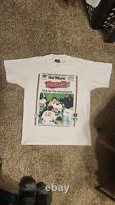 Vintage 1991 Minnesota Twins World Series Champions Newspaper Shirt Size Large