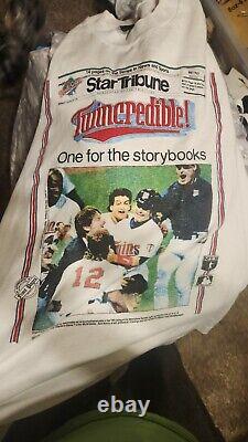 Vintage 1991 Minnesota Twins World Series Champions Newspaper Shirt Size Large