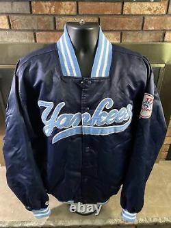 Vintage Majestic New York Yankees MLB Baseball Snap Satin Dugout Jacket Mens XXL