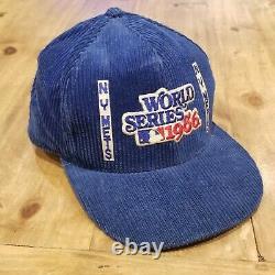 Vintage New York Mets Corduroy Hat Snap Back Adjustable 1986 World Series AJD