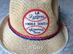 Vintage Original 1965 Baseball World Series Hat La Dodgers & Minnesota Twins